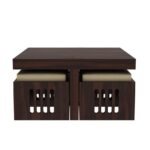 Wooden Coffee Table with 4 Stools for Living Room - Image 6
