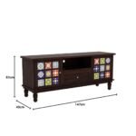 Sheesham Wood Entertainment Center with Colorful Ceramic Tiles - Image 3