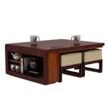 Wooden Coffee Table with 4 Stools for Living Room - Image 3