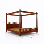 Wooden Queen Size Poster Bed for Bedroom - Image 3