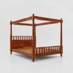 Wooden Queen Size Poster Bed for Bedroom - Image 6