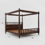 Solid Wood Queen Size Poster Bed Cot Double Bed for Bedroom - Image 3