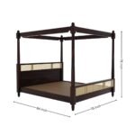 Wooden King Size Poster Bed in Rattan Design - Image 3