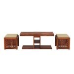 Solid Wood Coffee Table with 2 Stools for living Room - Image 5