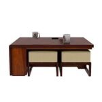 Wooden Coffee Table with 4 Stools for Living Room - Image 5