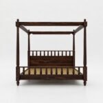Solid Wood Queen Size Poster Bed Cot Double Bed for Bedroom - Image 4