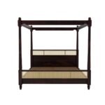 Wooden King Size Poster Bed in Rattan Design - Image 6