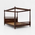 Solid Wood Queen Size Poster Bed Cot Double Bed for Bedroom - Image 5