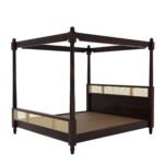 Wooden King Size Poster Bed in Rattan Design - Image 5