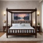 Solid Wood Queen Size Poster Bed Cot Double Bed for Bedroom - Image 2