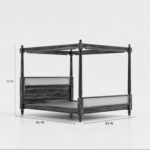 Wooden Queen Size Poster Bed in Rattan Design - Image 3