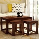 Solid Wood 2 Stools Center Tea Table for Home