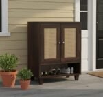 Wooden Shoe Rack with 2 Door & Shelf Storage