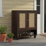 Wooden Shoe Rack with 2 Door & Shelf Storage