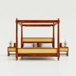 Solid Wood Queen Size Poster Bed in Rattan Design - Image 7