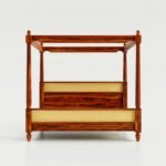 Solid Wood Queen Size Poster Bed in Rattan Design - Image 6
