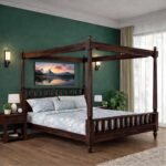 Solid Wood Queen Size Poster Bed Cot Double Bed for Bedroom