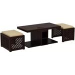 Wooden Coffee Table with 2 Stools for living Room - Image 2