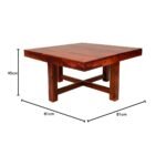 Solid Sheesham Wood Center Coffee Table with 4 Stool for Living Room - Image 6