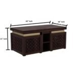Wooden Coffee Table with 2 Stools for living Room - Image 3